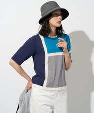 PZFGD13250 GEORGES RECH(ジョルジュ・レッシュ) カラーブロックインターシャニット ブルー系