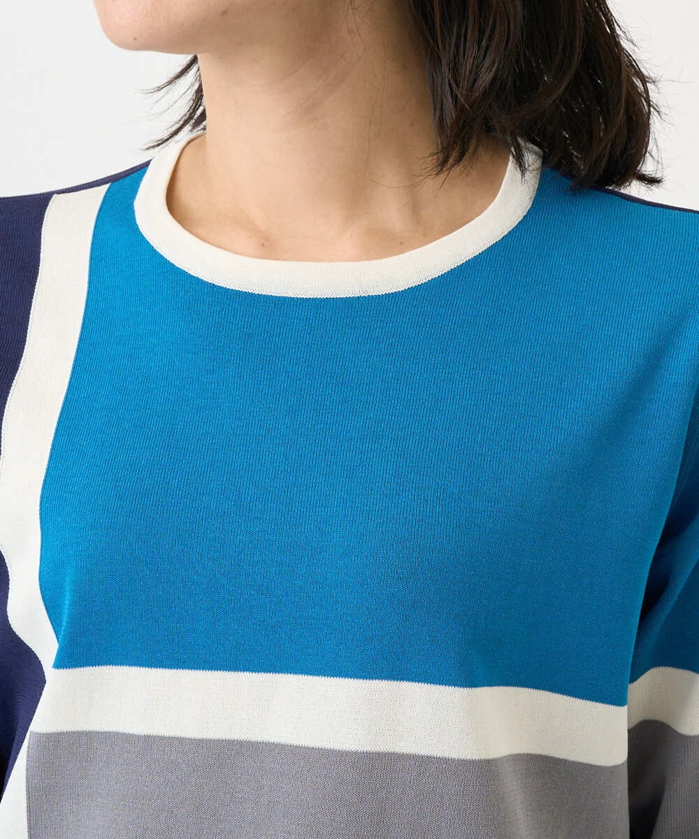 PZFGD13250 GEORGES RECH(ジョルジュ・レッシュ) カラーブロックインターシャニット ブルー系