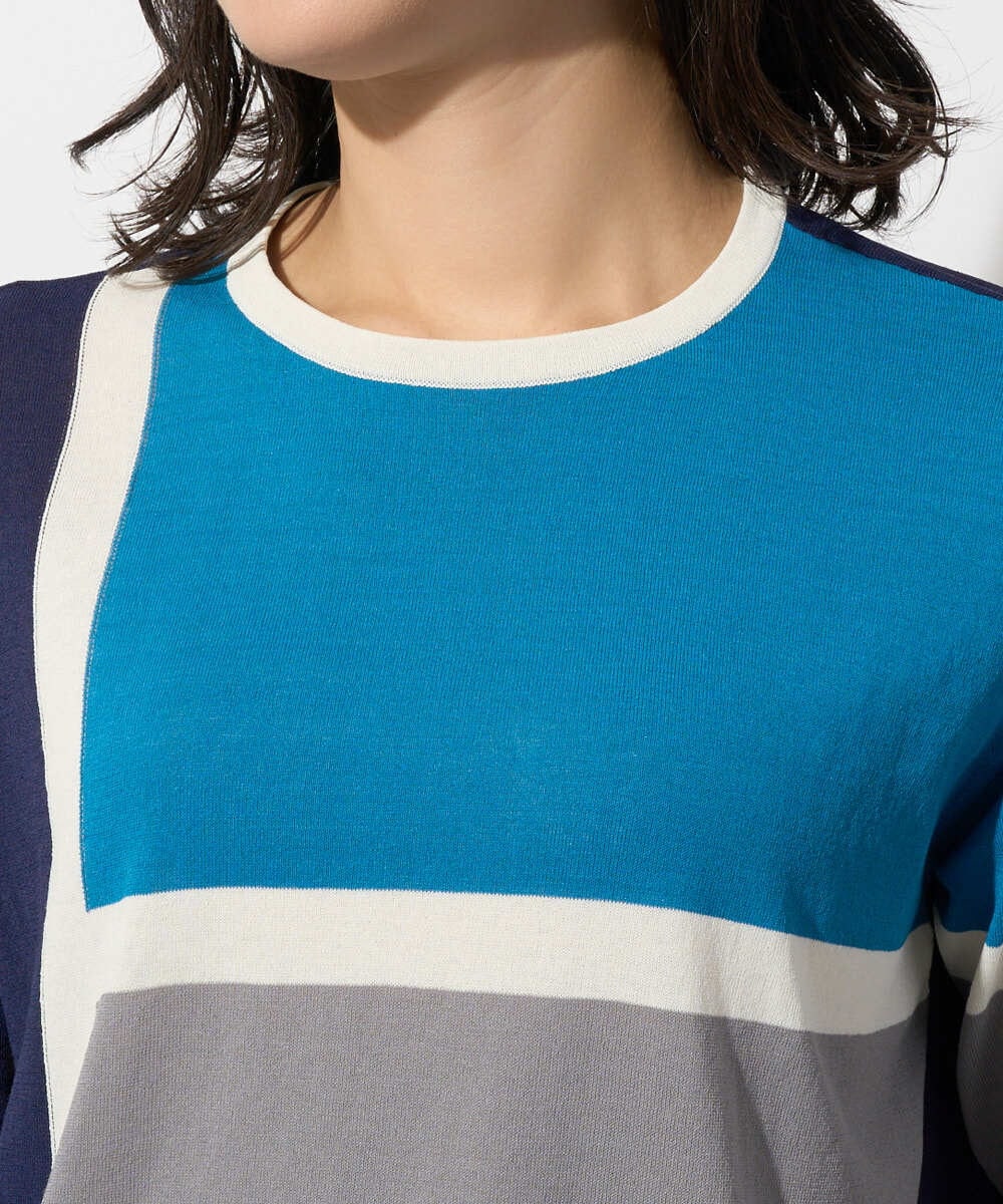 PZFGD13250 GEORGES RECH(ジョルジュ・レッシュ) カラーブロックインターシャニット ブルー系