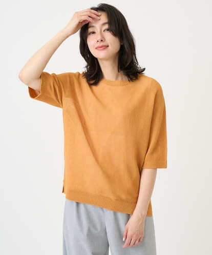 PZFGD15230 GEORGES RECH [日本製]ホールガーメントストレッチ5分袖ニット