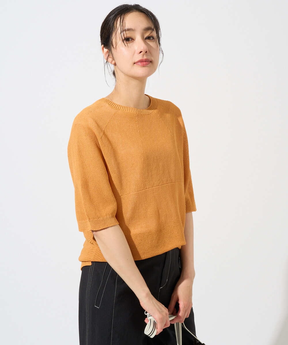 PZFGD15230 GEORGES RECH  [日本製]ホールガーメントストレッチ5分袖ニット