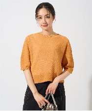 PZFGD15230 GEORGES RECH(ジョルジュ・レッシュ)  [日本製]ホールガーメントストレッチ5分袖ニット オレンジ