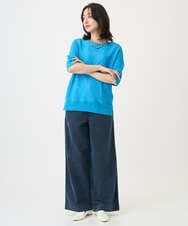 PZFGD15230 GEORGES RECH(ジョルジュ・レッシュ)  [日本製]ホールガーメントストレッチ5分袖ニット ブルー