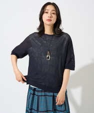PZFGD15230 GEORGES RECH(ジョルジュ・レッシュ)  [日本製]ホールガーメントストレッチ5分袖ニット ブルー