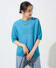 PZFGD15230 GEORGES RECH(ジョルジュ・レッシュ)  [日本製]ホールガーメントストレッチ5分袖ニット ブルー