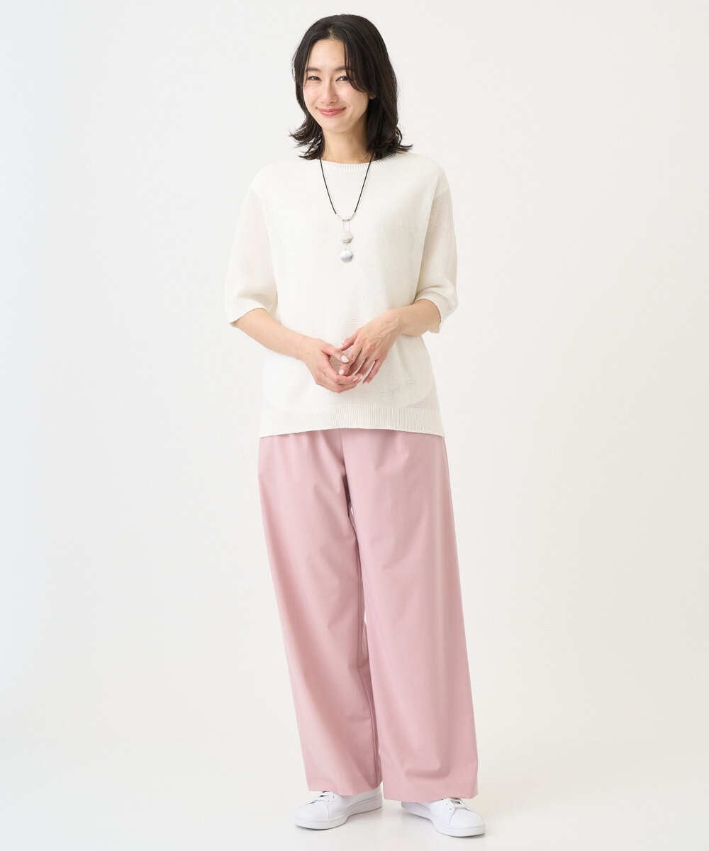 PZFGD15230 GEORGES RECH(ジョルジュ・レッシュ)  [日本製]ホールガーメントストレッチ5分袖ニット ブルー