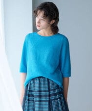 PZFGD15230 GEORGES RECH(ジョルジュ・レッシュ)  [日本製]ホールガーメントストレッチ5分袖ニット ブルー