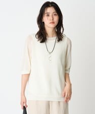PZFGD15230 GEORGES RECH(ジョルジュ・レッシュ)  [日本製]ホールガーメントストレッチ5分袖ニット ブルー