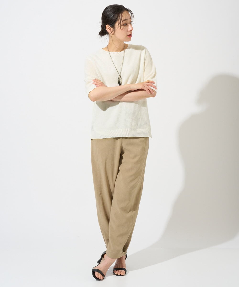 PZFGD15230 GEORGES RECH(ジョルジュ・レッシュ)  [日本製]ホールガーメントストレッチ5分袖ニット ブルー
