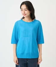 PZFGD15230 GEORGES RECH(ジョルジュ・レッシュ)  [日本製]ホールガーメントストレッチ5分袖ニット ブルー