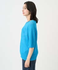 PZFGD15230 GEORGES RECH(ジョルジュ・レッシュ)  [日本製]ホールガーメントストレッチ5分袖ニット ブルー