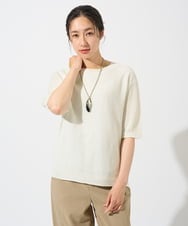 PZFGD15230 GEORGES RECH(ジョルジュ・レッシュ)  [日本製]ホールガーメントストレッチ5分袖ニット ブルー
