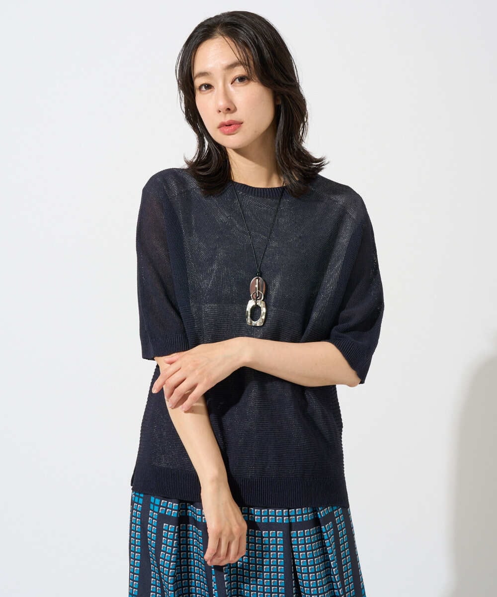 PZFGD15230 GEORGES RECH  [日本製]ホールガーメントストレッチ5分袖ニット