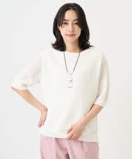 PZFGD15230 GEORGES RECH(ジョルジュ・レッシュ)  [日本製]ホールガーメントストレッチ5分袖ニット ホワイト