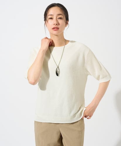 PZFGD15230 GEORGES RECH [日本製]ホールガーメントストレッチ5分袖ニット