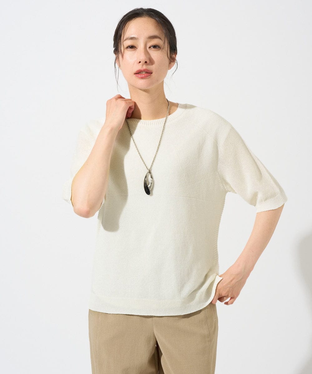 PZFGD15230 GEORGES RECH  [日本製]ホールガーメントストレッチ5分袖ニット