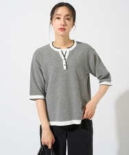 PZFGD19230 GEORGES RECH(ジョルジュ・レッシュ) スクエアジャカードキーネックニット ブラック