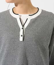 PZFGD19230 GEORGES RECH(ジョルジュ・レッシュ) スクエアジャカードキーネックニット ブラック