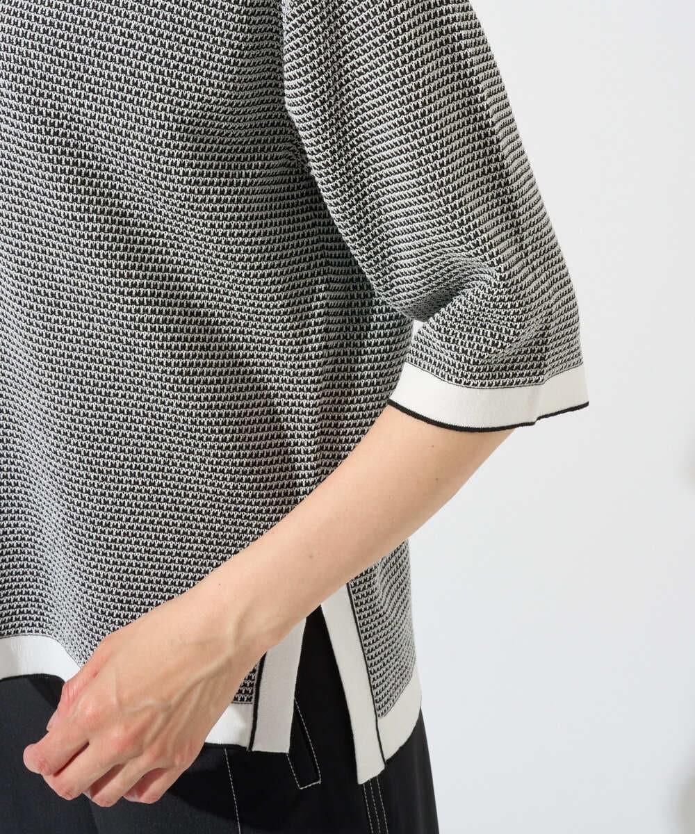 PZFGD19230 GEORGES RECH(ジョルジュ・レッシュ) スクエアジャカードキーネックニット ブラック