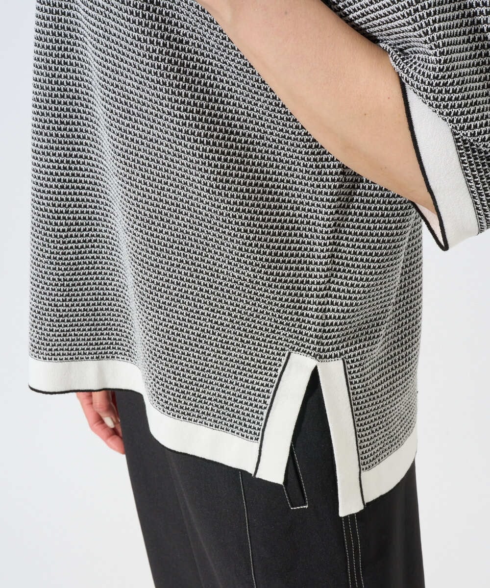 PZFGD19230 GEORGES RECH(ジョルジュ・レッシュ) スクエアジャカードキーネックニット ブラック