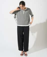 PZFGD19230 GEORGES RECH(ジョルジュ・レッシュ) スクエアジャカードキーネックニット ブラック