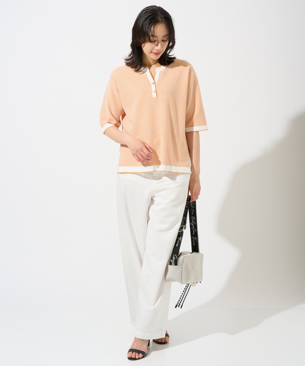 PZFGD19230 GEORGES RECH(ジョルジュ・レッシュ) スクエアジャカードキーネックニット ブラック