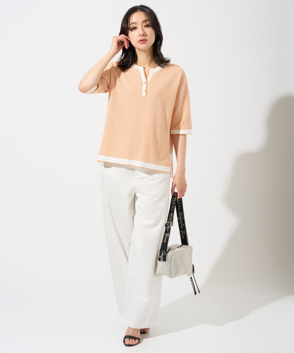 PZFGD19230 GEORGES RECH(ジョルジュ・レッシュ) スクエアジャカードキーネックニット ブラック