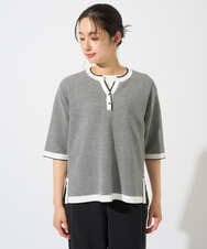 PZFGD19230 GEORGES RECH(ジョルジュ・レッシュ) スクエアジャカードキーネックニット ブラック