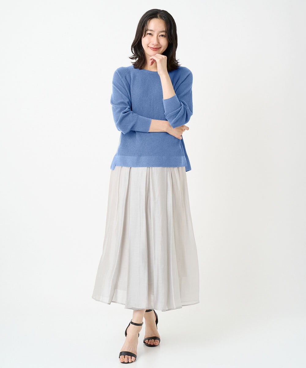 PZFGE43230 GEORGES RECH(ジョルジュ・レッシュ) [アンサンブル対応]畦タック柄ニットプルオーバー レッド