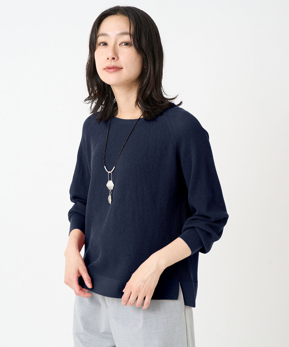 PZFGE43230 GEORGES RECH(ジョルジュ・レッシュ) [アンサンブル対応]畦タック柄ニットプルオーバー ネイビー