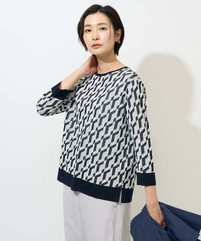 PZFGF53250 GEORGES RECH  [日本製]ハイゲージ幾何ジャカードニット