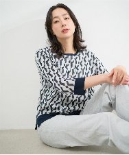 PZFGF53250 GEORGES RECH(ジョルジュ・レッシュ)  [日本製]ハイゲージ幾何ジャカードニット ネイビー