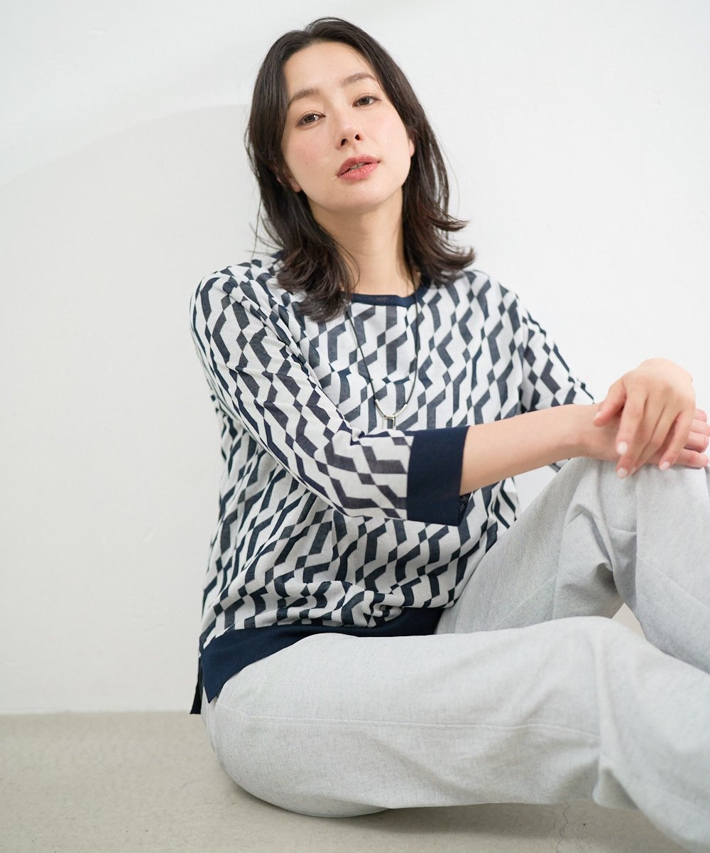 PZFGF53250 GEORGES RECH  [日本製]ハイゲージ幾何ジャカードニット