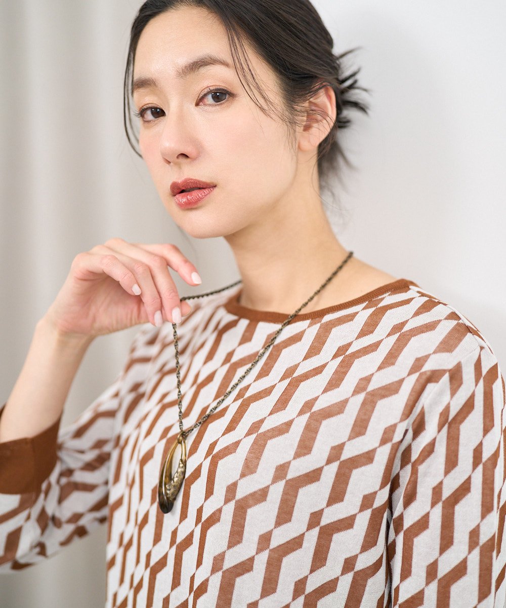 PZFGF53250 GEORGES RECH  [日本製]ハイゲージ幾何ジャカードニット