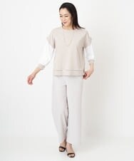 PZFGS03230 GEORGES RECH(ジョルジュ・レッシュ) [アンサンブル対応]刺繍ライン袖コンシャスニット グレージュ