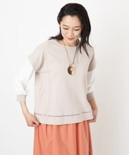 PZFGS03230 GEORGES RECH(ジョルジュ・レッシュ) [アンサンブル対応]刺繍ライン袖コンシャスニット グレージュ