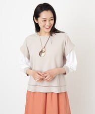 PZFGS03230 GEORGES RECH(ジョルジュ・レッシュ) [アンサンブル対応]刺繍ライン袖コンシャスニット グレージュ