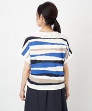 PZFGS05250 GEORGES RECH(ジョルジュ・レッシュ) [速乾]サンドウェーブ柄フレンチスリーブニット ブルー系