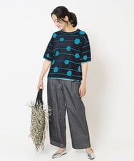 PZFHB07290 GEORGES RECH(ジョルジュ・レッシュ) ペーパーヤーンドット5分袖ニット アイボリー系