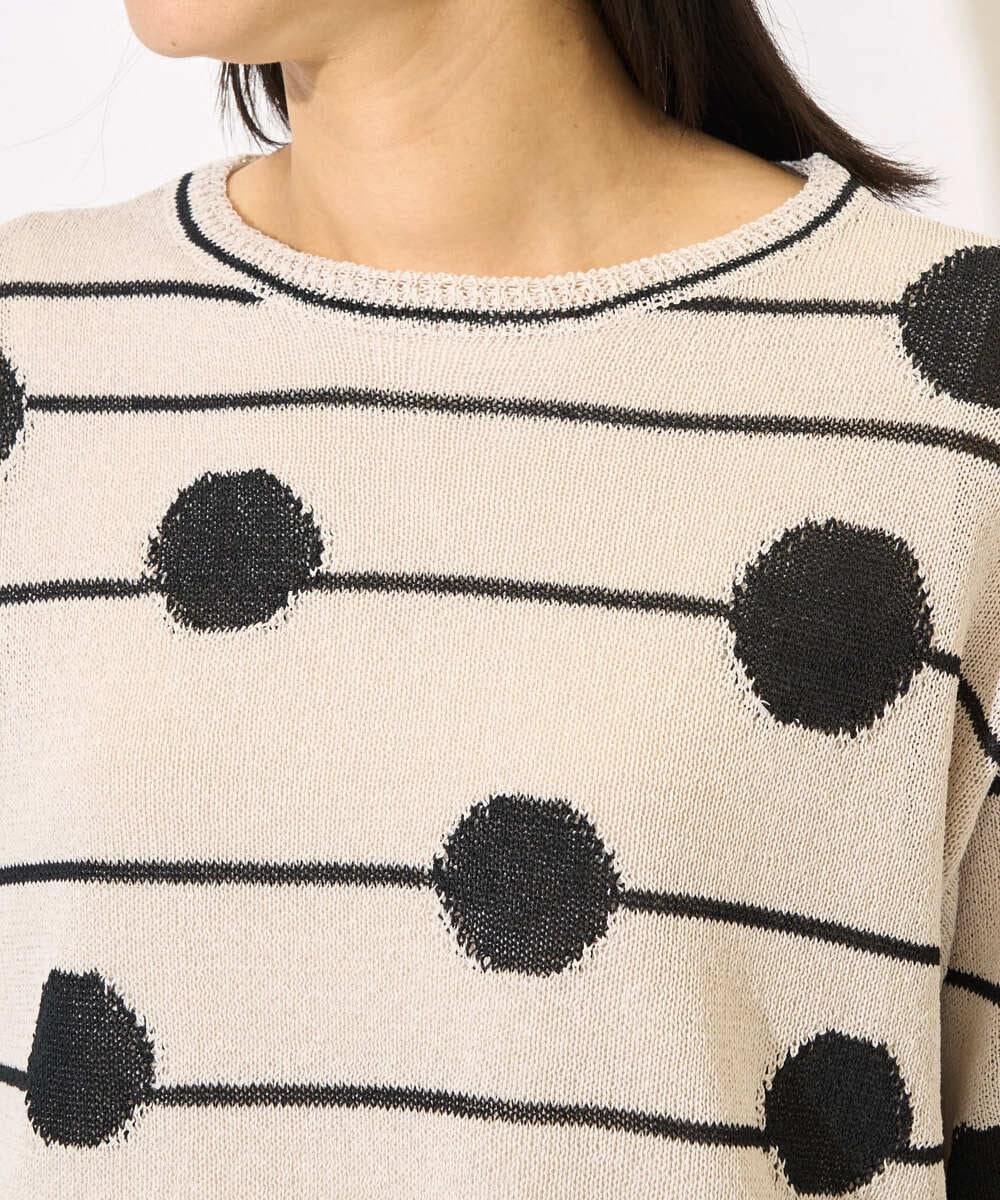PZFHB07290 GEORGES RECH(ジョルジュ・レッシュ) ペーパーヤーンドット5分袖ニット アイボリー系
