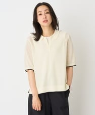 PZFHE64250 GEORGES RECH(ジョルジュ・レッシュ) メッシュ半袖ポロニット ブラウン