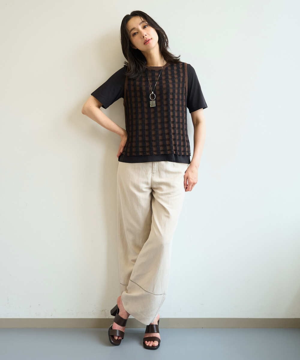 PZFHE65230 GEORGES RECH(ジョルジュ・レッシュ)  [2点セット]レイヤードチェックニットベスト ホワイト系