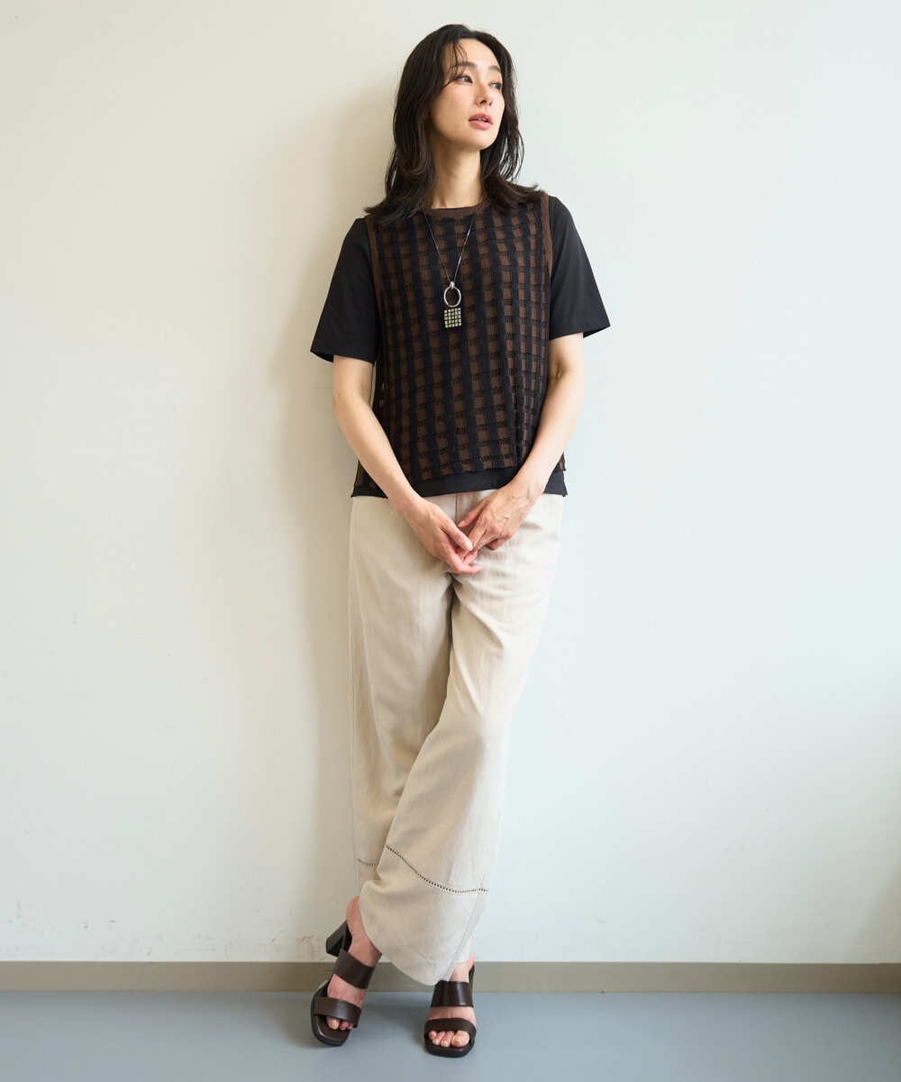 PZFHE65230 GEORGES RECH(ジョルジュ・レッシュ)  [2点セット]レイヤードチェックニットベスト ホワイト系