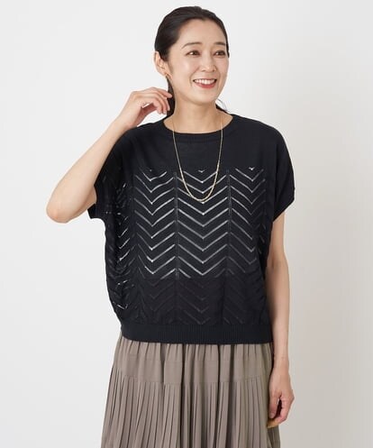 PZFHT15190 GEORGES RECH アイレットシアーフレンチスリーブニット