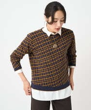 PZFJB42270 GEORGES RECH(ジョルジュ・レッシュ)  [日本製]配色デザイン8分袖ジャージーニット アイボリー