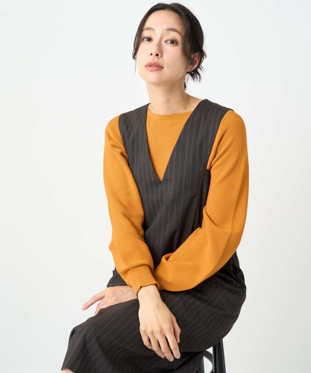 PZFJB47230 GEORGES RECH(ジョルジュ・レッシュ)  [日本製]ガーター編みニットプルオーバー ブラウン