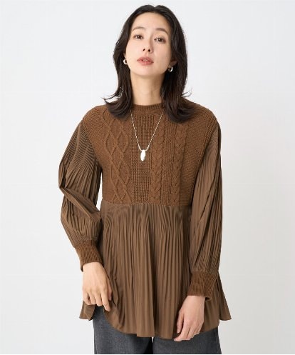 PZFJB48290 GEORGES RECH プリーツ切替ケーブルチュニックニット