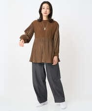 PZFJB48290 GEORGES RECH(ジョルジュ・レッシュ) プリーツ切替ケーブルチュニックニット ブラウン