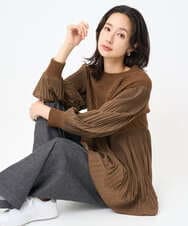 PZFJB48290 GEORGES RECH(ジョルジュ・レッシュ) プリーツ切替ケーブルチュニックニット ブラウン