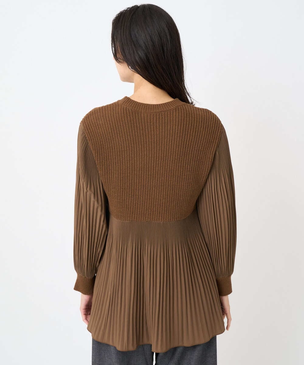 PZFJB48290 GEORGES RECH(ジョルジュ・レッシュ) プリーツ切替ケーブルチュニックニット ブラウン